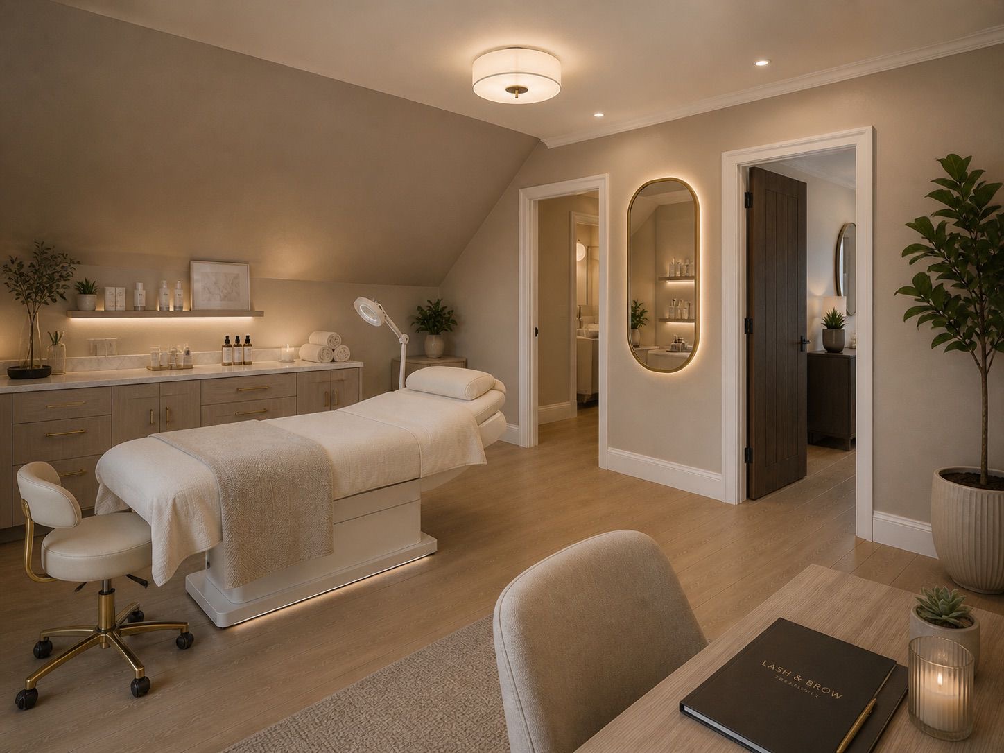 Dedicated lash and brow treatment room